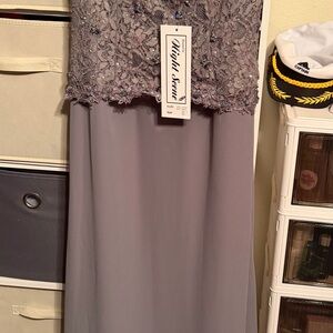 Adrianna Papell Lavender Lace Maxi Dress